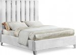 White Velvet Fabric Channel Bed- Queen or King- Model #5622 Hot on Sale