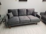 Velvet Grey Sofa & Love Seat Set- Includes Throw Pillows Model #7011 For Sale