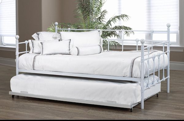 White Metal Trundle Day Bed- Single Over Single- Trundle Optional - Model #316 Online