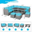 Turquoise 7 PC Outdoor Wicker Sectional Sofa Set with Dining Table- Model # 14239860 For Cheap