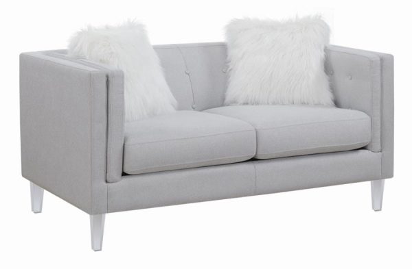 Glacier - Tufted Upholstered Loveseat - Pearl Silver Sale