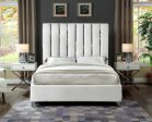 White Velvet Fabric Channel Bed- Queen or King- Model #5622 Hot on Sale