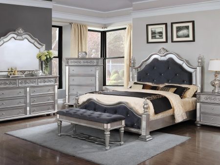 Grey Fabric Bedroom Sets- Queen or King- Model Platinum For Sale