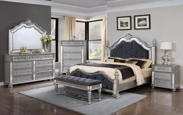 Grey Fabric Bedroom Sets- Queen or King- Model Platinum For Sale