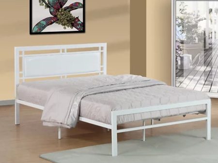 White Metal Bed With A Padded Headboard- Twin, Full or Queen- Model #141 Online Sale