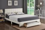 White Leather Storage Bed - Double or Queen- Model #5482 For Sale