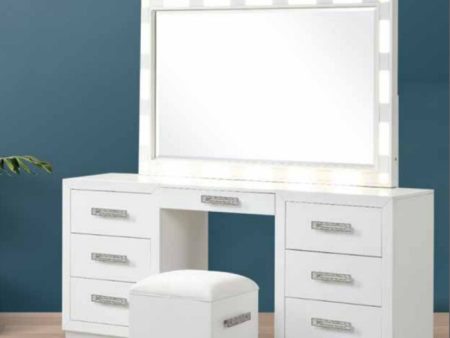 White Vanity Set With Stool- Model #1321 For Sale