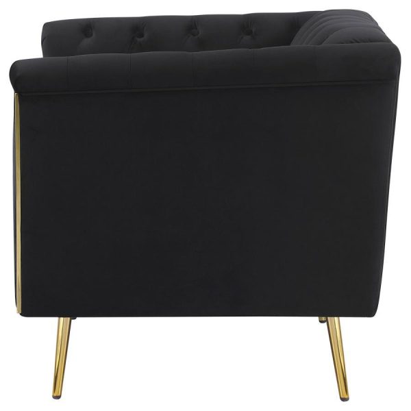 Holly - Tuxedo Arm Tufted Back Chair - Black For Sale