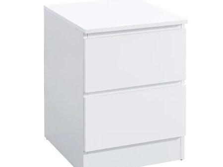 White Wood 2 Drawer Storage Nightstand- Model #3421 Discount