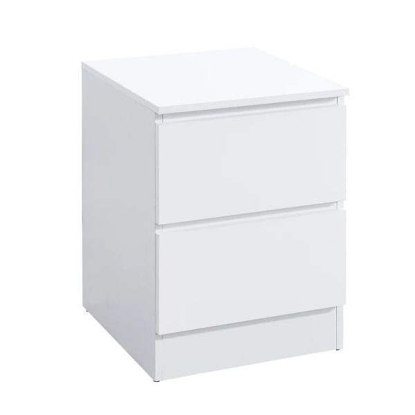 White Wood 2 Drawer Storage Nightstand- Model #3421 Discount