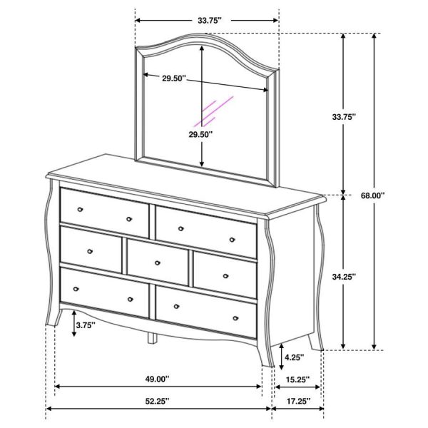 Dominique - 7-Drawer Dresser With Mirror - Cream White Hot on Sale