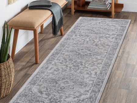 2  x 8  Oriental Non-Shedding Stylish And Stain Resistant Area Rug - Silver Online Sale