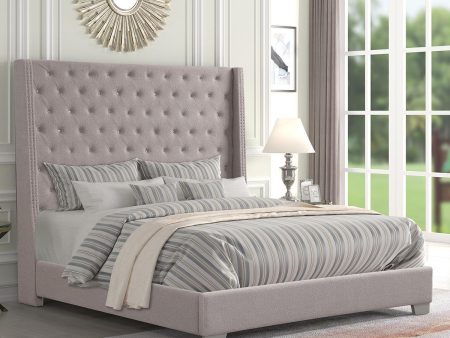 Grey Fabric Upholstered Tufted Wing Bed - Queen or King- Model Lyra on Sale