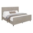 Corduroy Upholstered Bed Frame With Vertical Stripe Wingback And High Footboard No Box Spring Needed Online Hot Sale