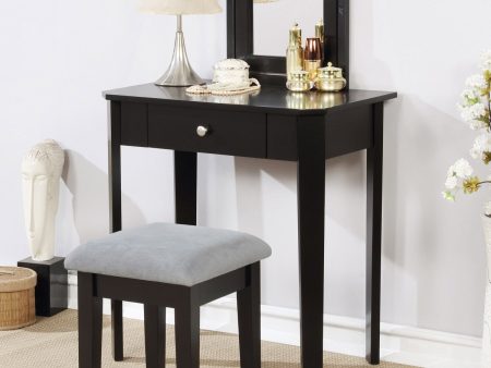 Black Slim Design Storage Vanity Set- Includes High Quality Foam Stool- Model 8137BK Online Sale