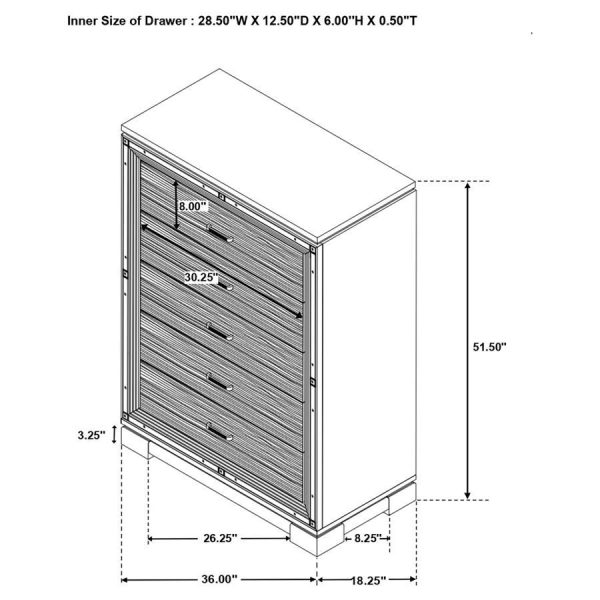 Cappola - 5-Drawer Bedroom Chest - Black on Sale