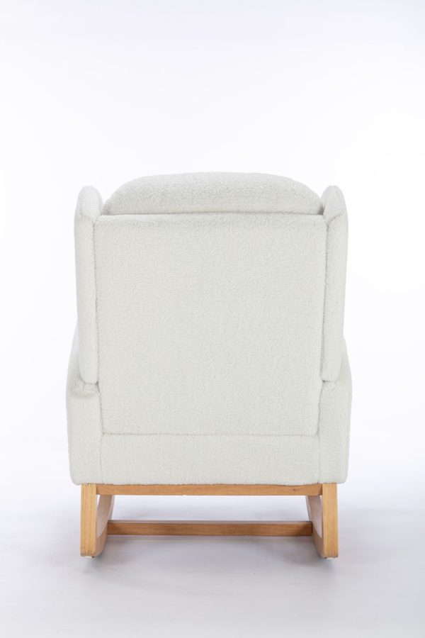 Teddy Fabric Rocking Chair With Packet Wood Legs - Ivory Cheap