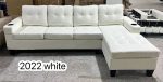 White Anti Scratch Leather Sectional Sofa With Cup Holders- Model #2022 Sale