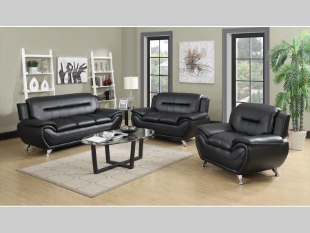 3 PC Black Leather Sofa Set- Model Cooper Fashion