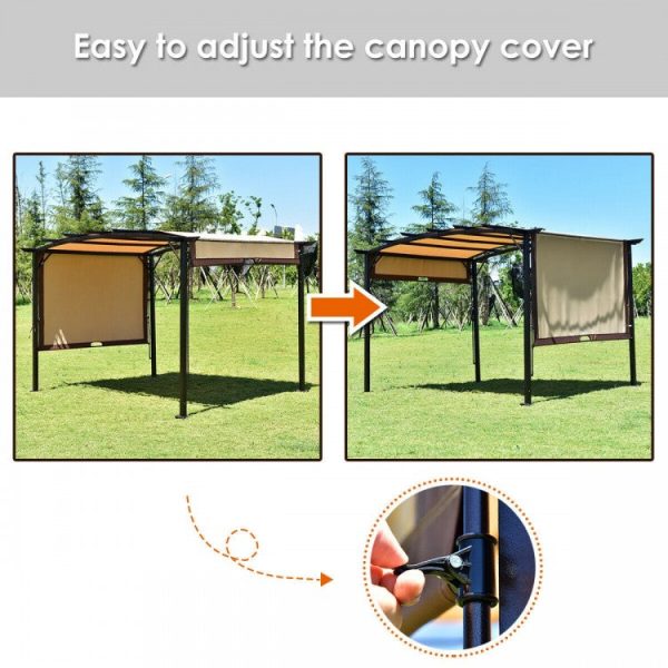 Brown & Cream 12 x 9ft Outdoor Pergola Gazebo with Retractable Canopy Shades- Model #79541362 on Sale