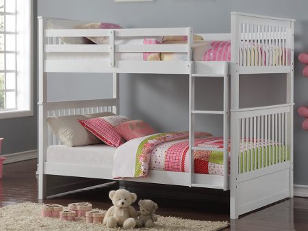 White Solid Wood Full Over Full Mission Bunk Bed- Converts Into Two Separate Beds- Model #123 For Cheap