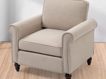 Modern Upholstered Accent Chair Armchair, Fabric Reading Living Room Side Chair, Single Sofa - Light Beige Supply