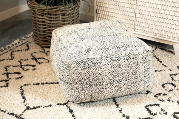 Landry - Square Upholstered Floor Pouf - Cream And Black Online now