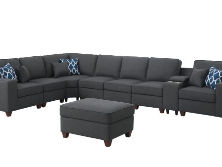 Hannah - Sectional Sofa With Ottoman - Dark Gray Online Hot Sale