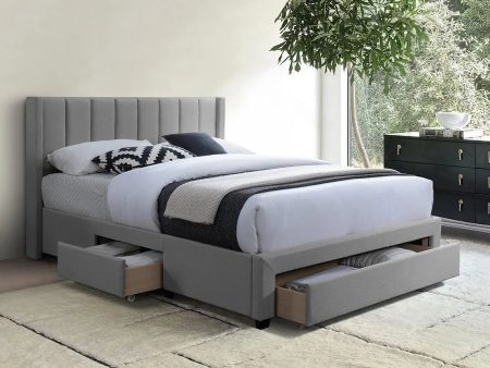 Grey Fabric Vertical Tufted Storage Bed- Double, Queen or King - Model #5330 on Sale