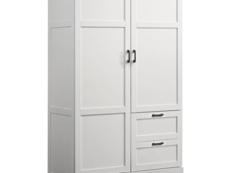 Aubree - Wardrobe Cabinet Armoire With 2 Drawers And Hanging Rod - White Sale