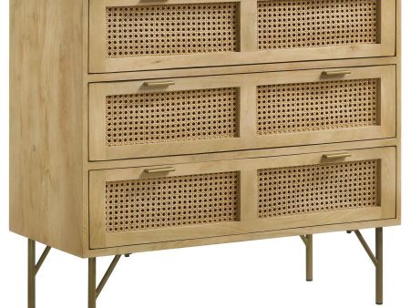 Zamora - 3-Drawer Wood Accent Cabinet With Woven Cane - Natural Online Sale