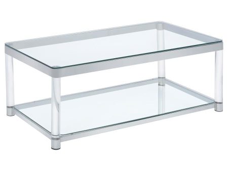 Anne - Rectangular Glass Top Acrylic Leg Coffee Table - Chrome For Cheap