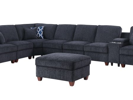 Lily - Sectional Sofa With Ottoman - Black For Cheap