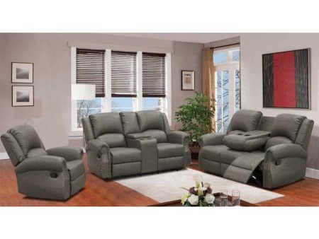 Grey 3 PC Recliner Air Leather Sofa Set- Model Norcia Online Sale