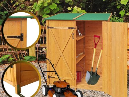 Wooden Shed Natural For Backyard Garden Big Tool Storage Flat Roof Tool Room - Natural Hot on Sale