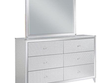 Larue - 6-Drawer Dresser With Mirror - Silver Supply