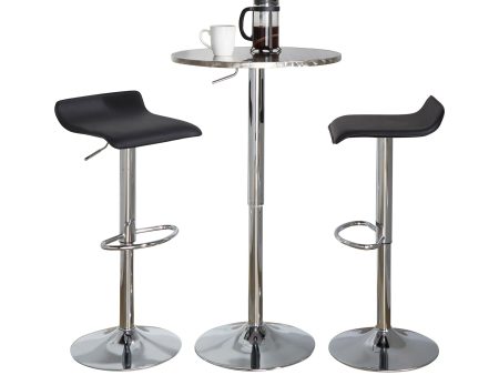 Ale - 3 Piece Bar Set Bistro Round Contemporary Adjustable Oval Footrest Supply