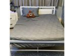 White Metal Bed With A Padded Headboard- Twin, Full or Queen- Model #141 Online Sale