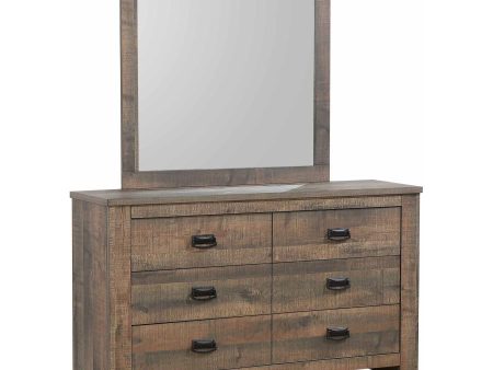 Frederick - 6-Drawer Dresser With Mirror - Weathered Oak on Sale