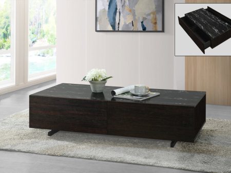 Black & Grey Marble Wood Storage Coffee Table- Model #5137 on Sale