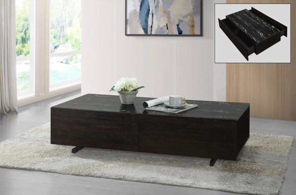 Black & Grey Marble Wood Storage Coffee Table- Model #5137 on Sale