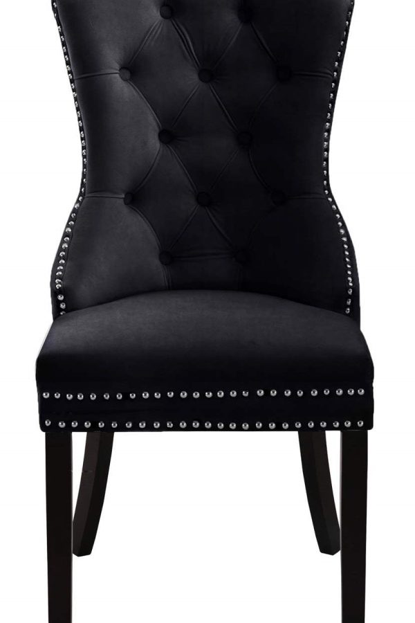 2, 4 or 6 Black Velvet Dining Chairs with Nail Head Details- Model #1221 Cheap