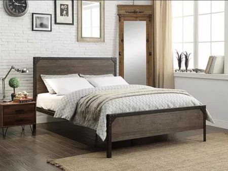 Wood Panel Bed With Steel Frame- Single, Double or Queen- Model #5210 Hot on Sale