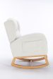 Teddy Fabric Rocking Chair With Packet Wood Legs - Ivory Cheap