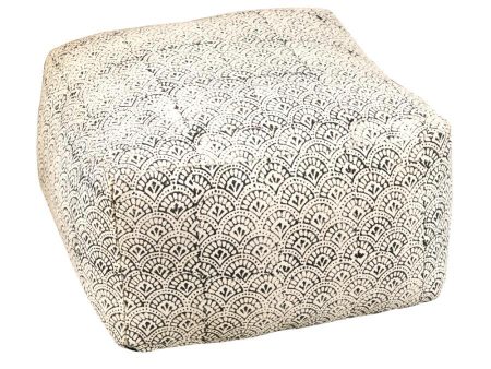 Landry - Square Upholstered Floor Pouf - Cream And Black Online now