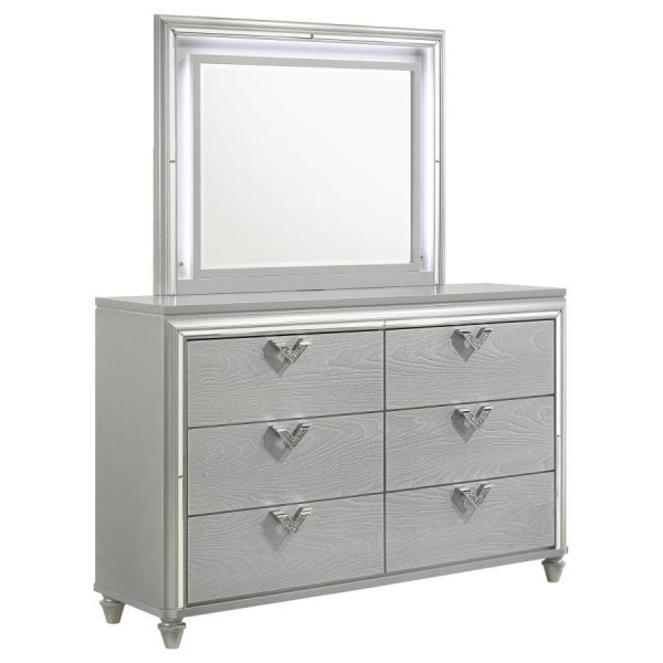 Veronica - 6-Drawer Dresser - Light Silver For Cheap