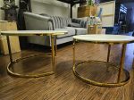 White Marble Glass Coffee Table with Gold Legs- Model Carina Fashion