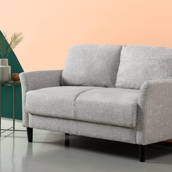 Zinus Jackie Classic Upholstered Love Seat (Soft Grey Weave) (2 Seaters) Online Hot Sale