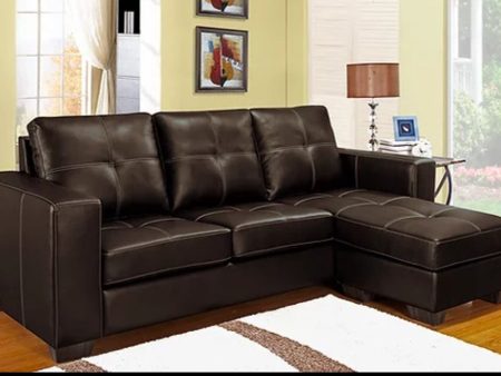 Brown Reversible Sofa Sectional with Contrast Stitching- Model #9356 on Sale