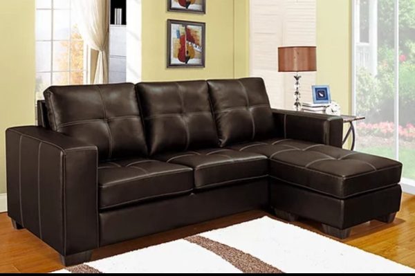 Brown Reversible Sofa Sectional with Contrast Stitching- Model #9356 on Sale